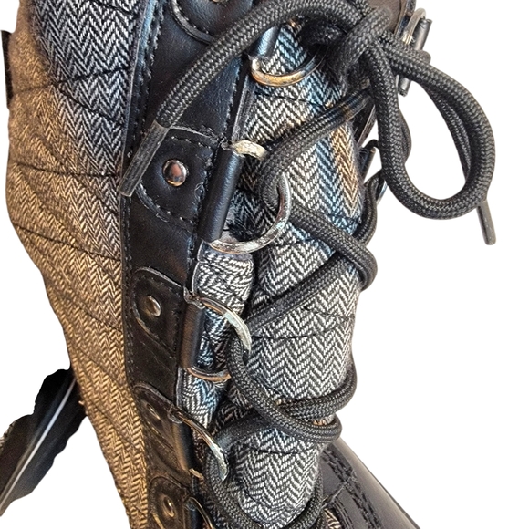 JBU by Jambu Black Herringbone Lorna Encore Faux Fur Tall Lace Up Snow Boot 6.5 - Picture 8 of 10